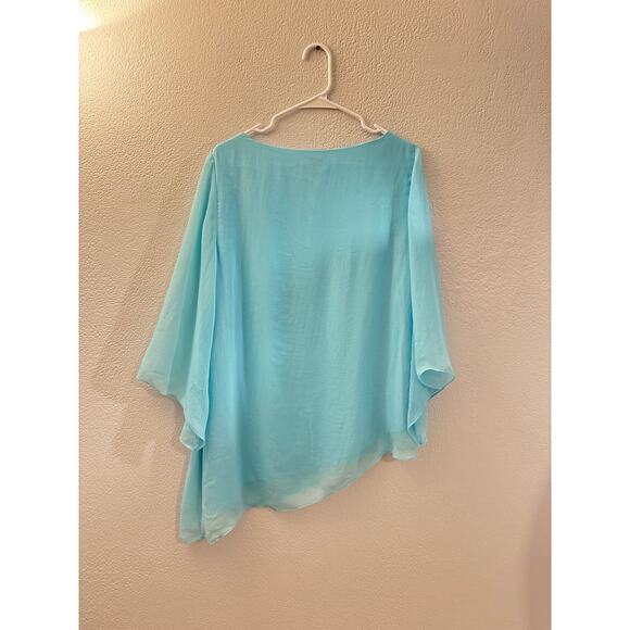 Chico’s Light Blue Blouse Size 1 (M/8-10) Polyester Shell Rayon Lining - Picture 2 of 7